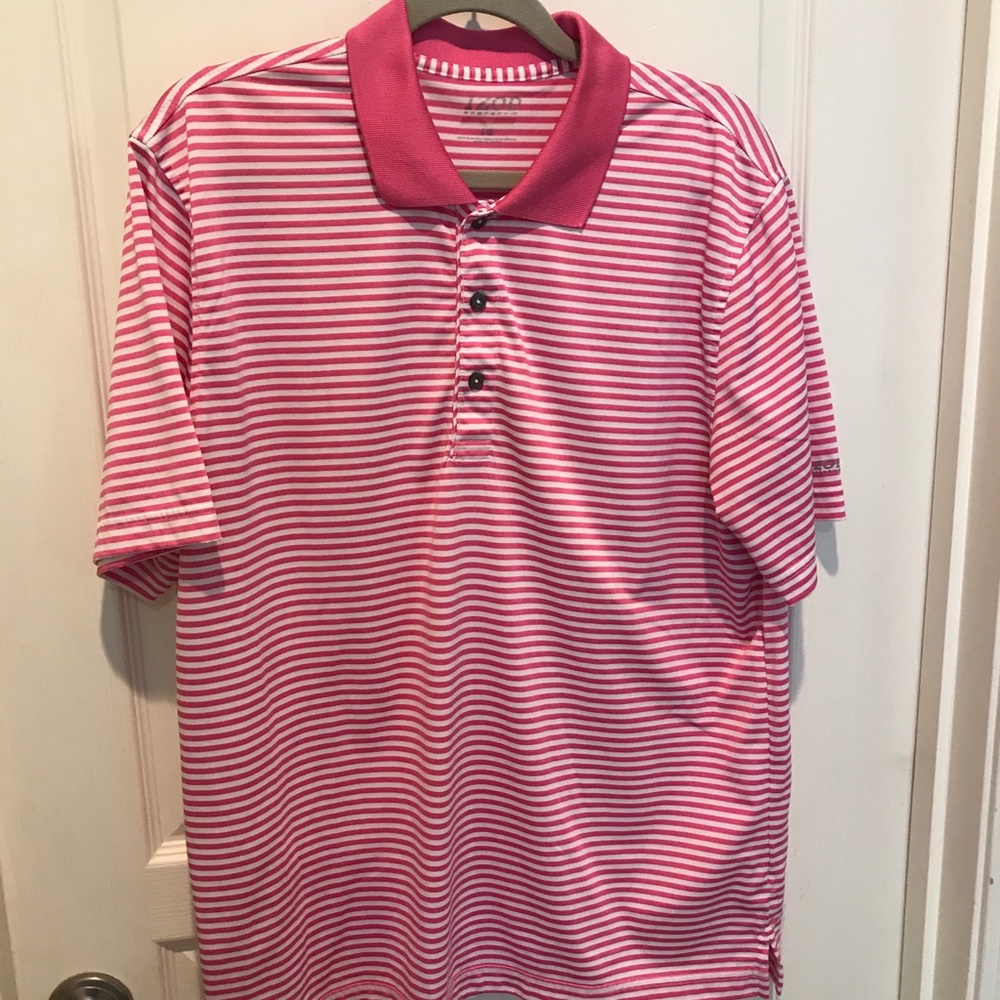 Pink-Striped IZOD Performance Golf Polo